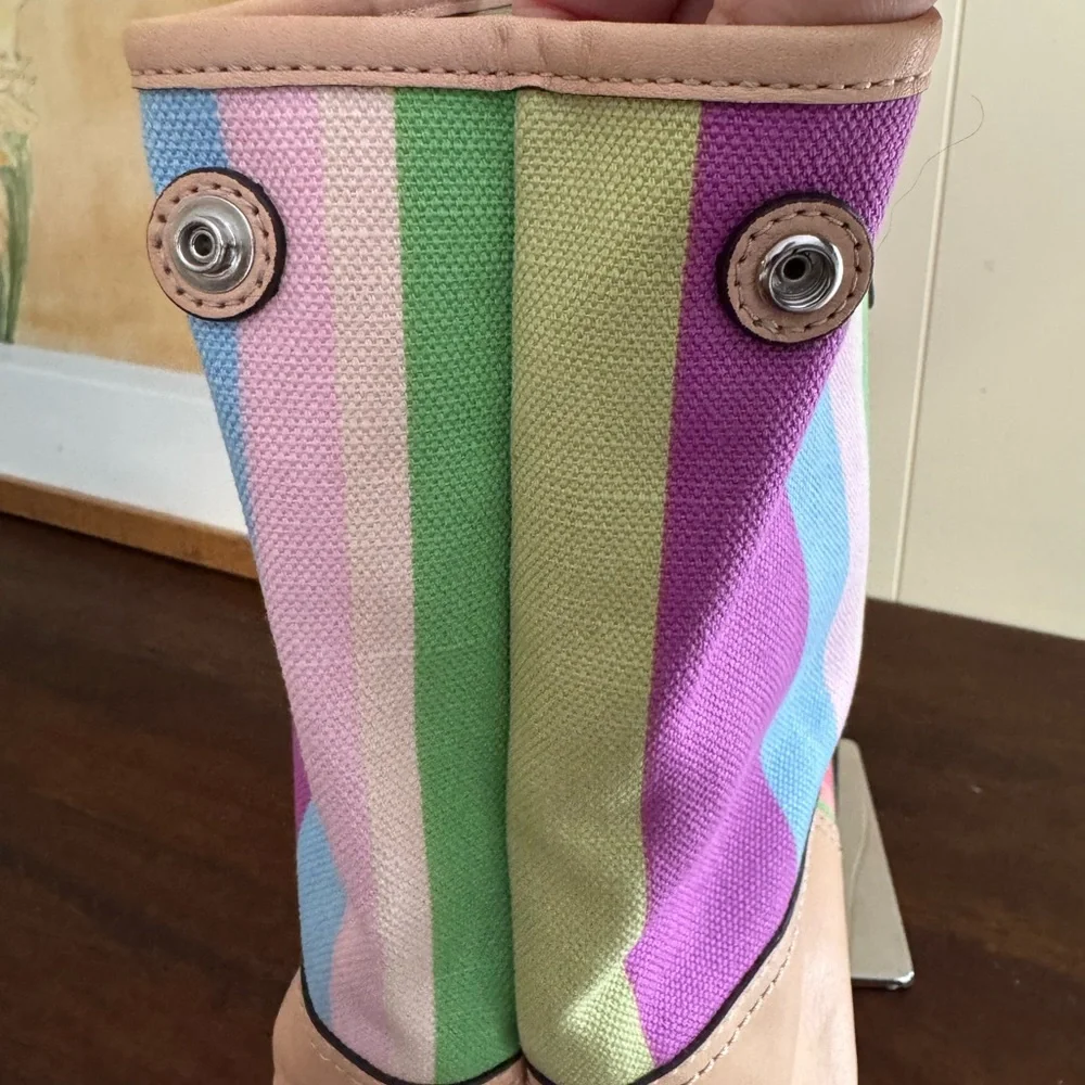 Coach Legacy Hampton Multicolored Stripe Canvas Medium Tote NWT